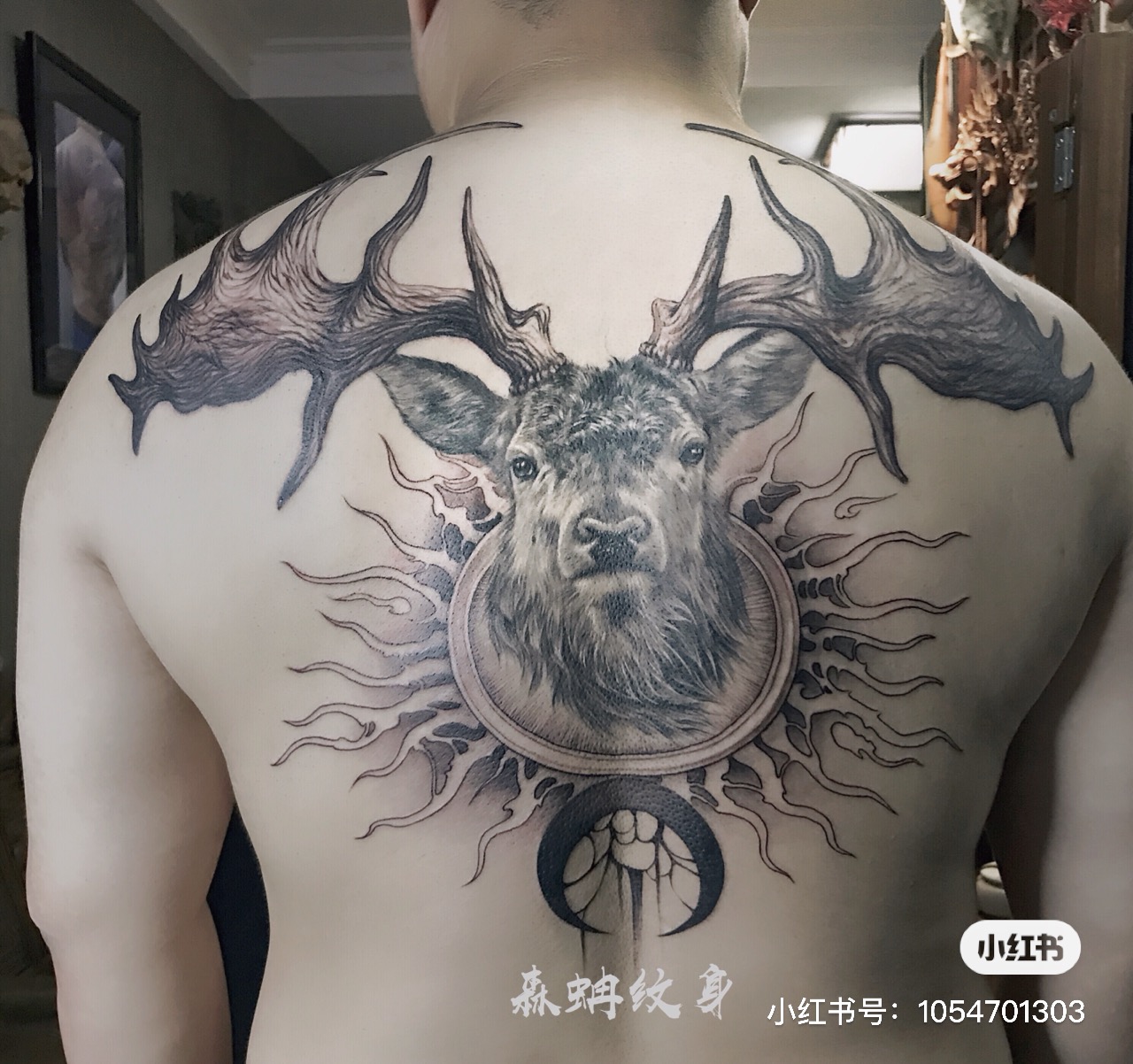 大臂拼接花臂纹身#鹿头纹身有什么含义 #吴江酷客纹身_吴江酷客纹身-站酷ZCOOL
